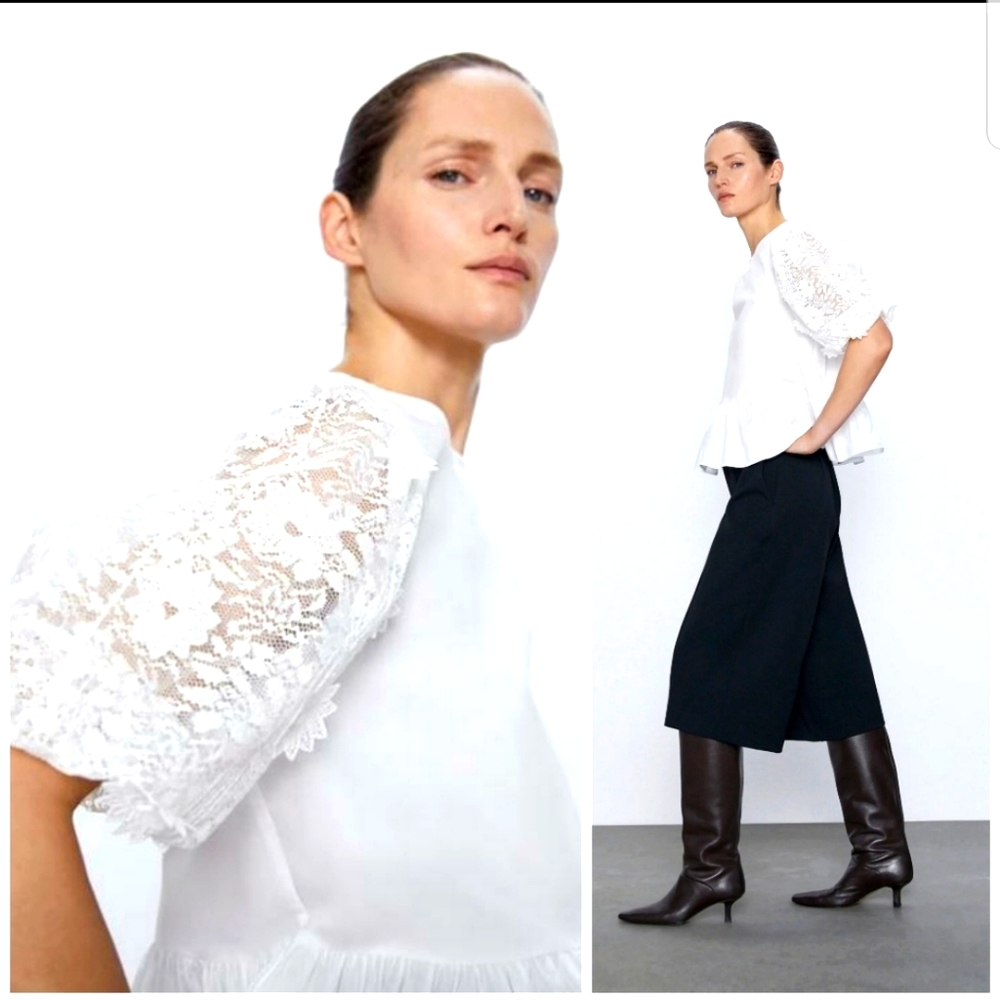 ZARA white poplin blouse